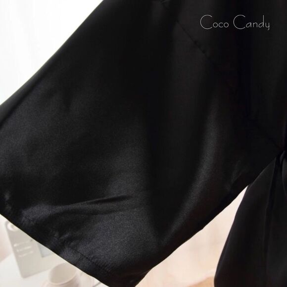 🆕Luxury Satin Black Kimono Robe - Picture 6 of 7